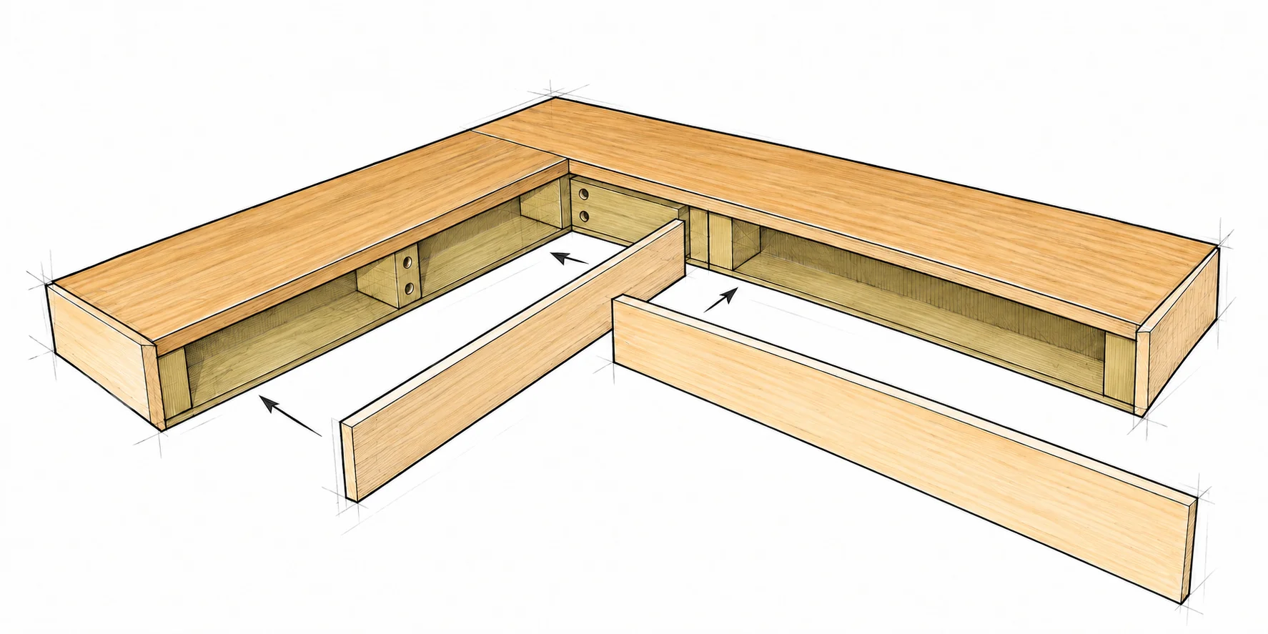 floating corner shelf — 11 illustration