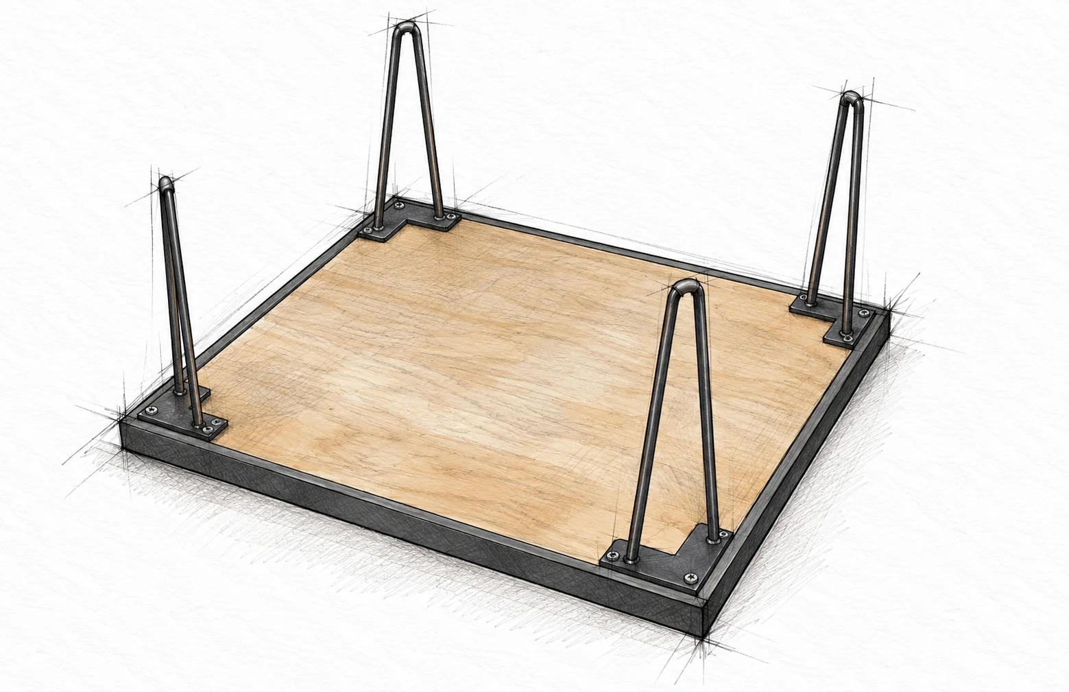 geometric hairpin coffee table — 19 illustration