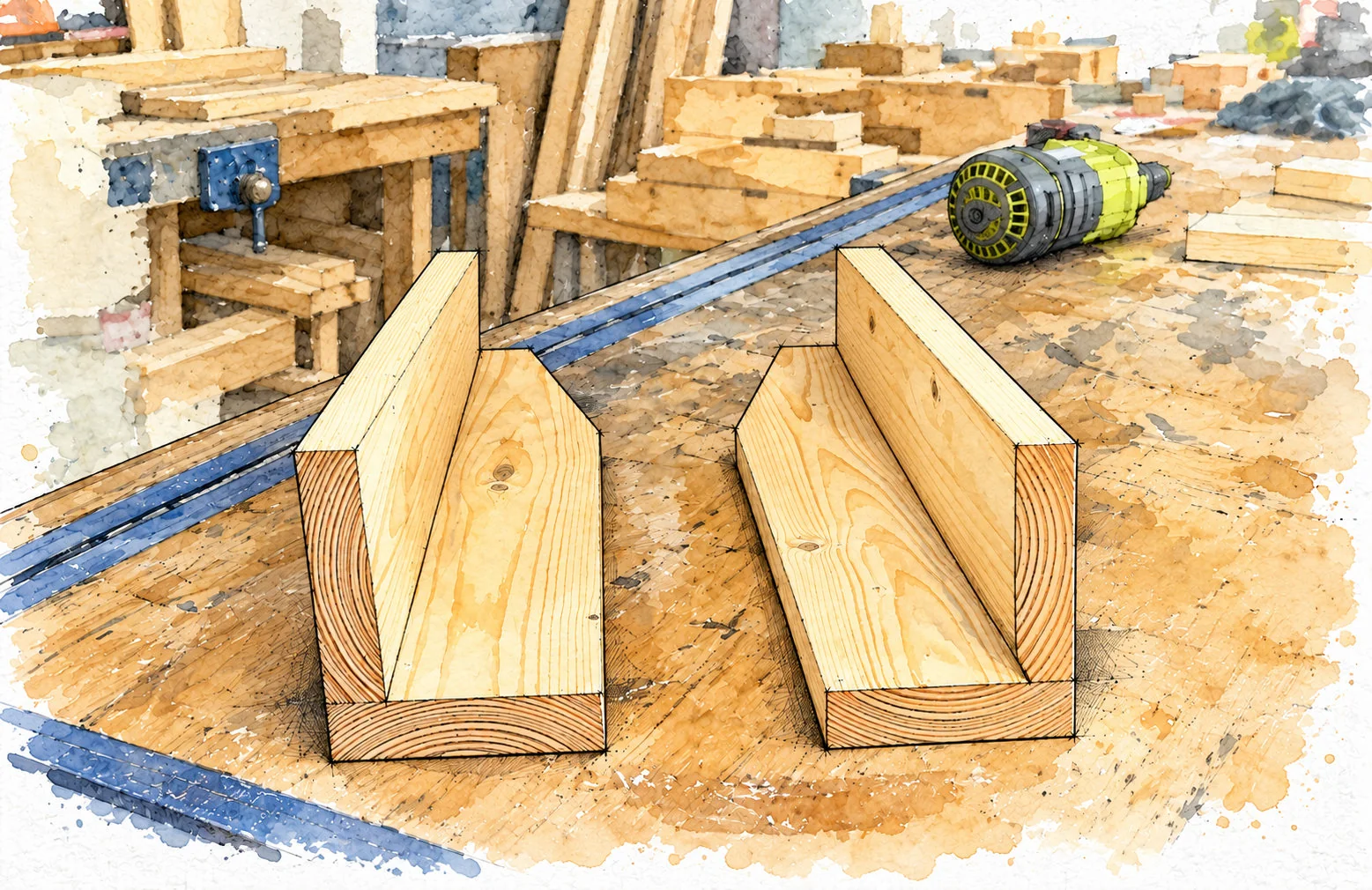 simple bench with shelf — 10 illustration