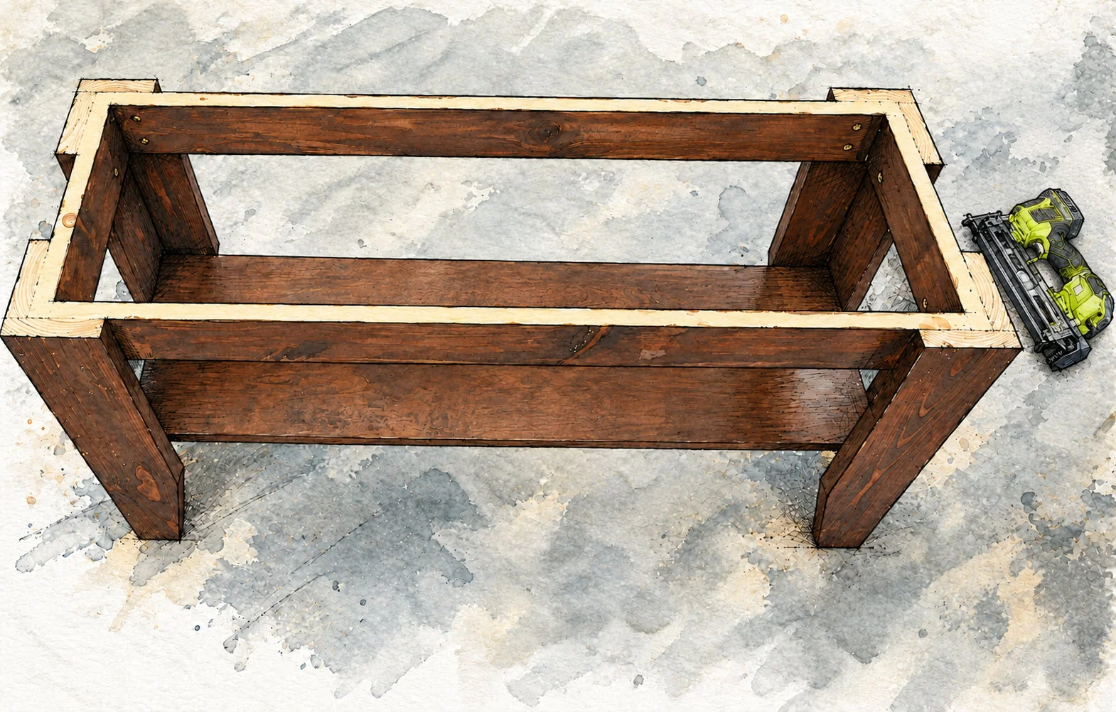 simple bench with shelf — 20 illustration
