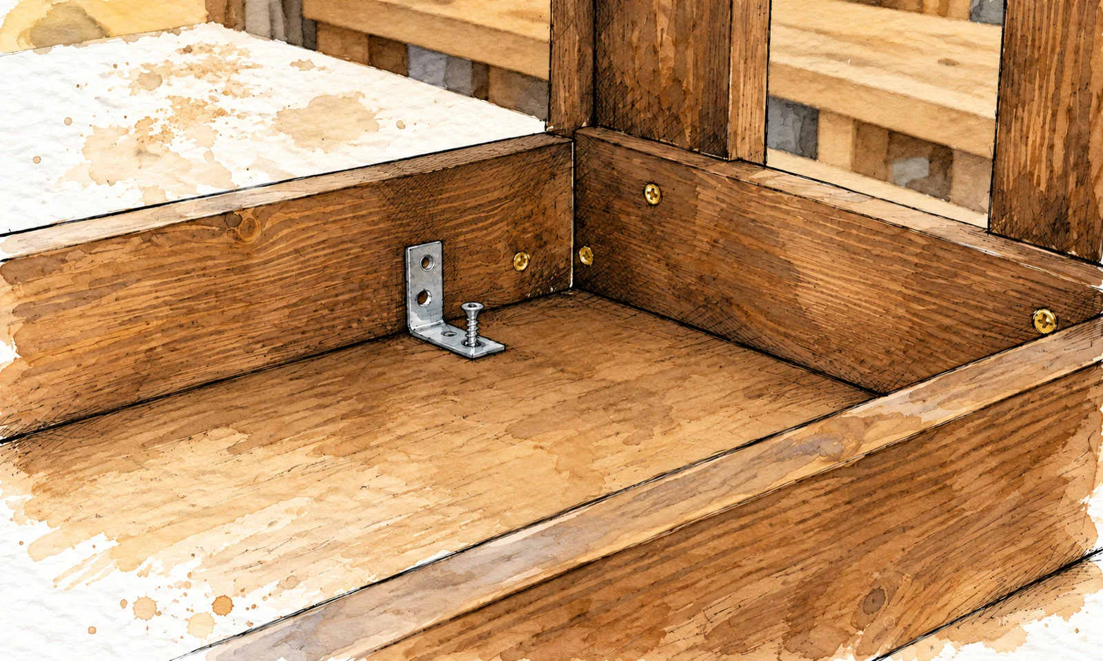 simple bench with shelf — 21 illustration