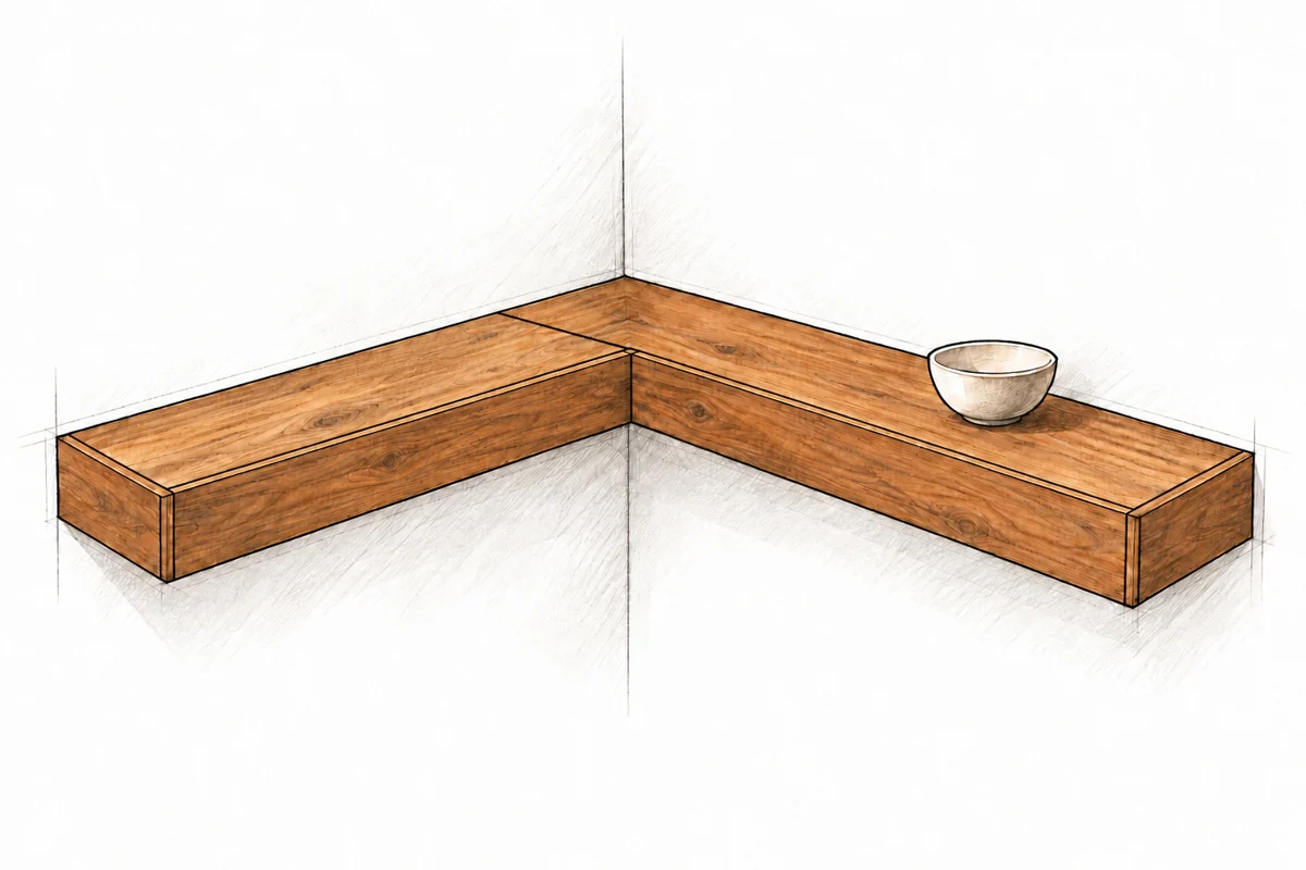 Floating Corner Shelf illustrated woodworking plan