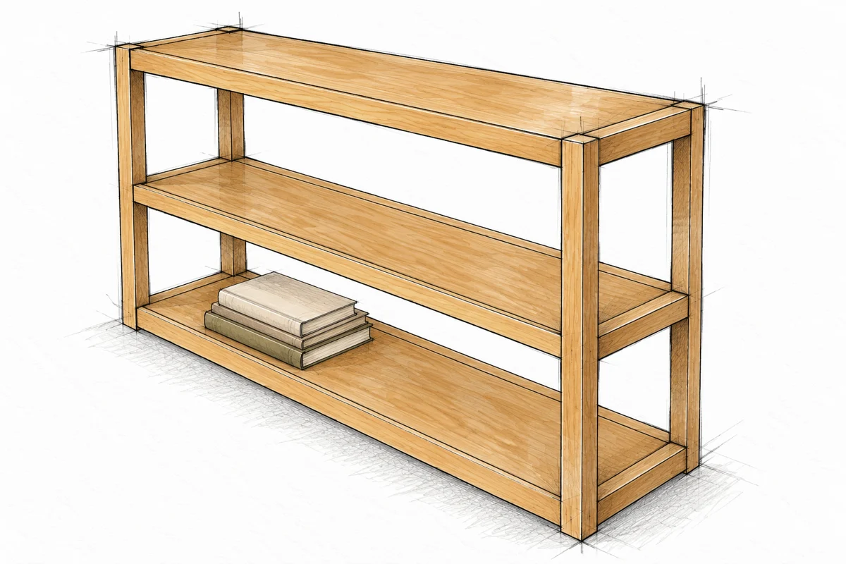 Parsons Console Bookshelf illustrated woodworking plan