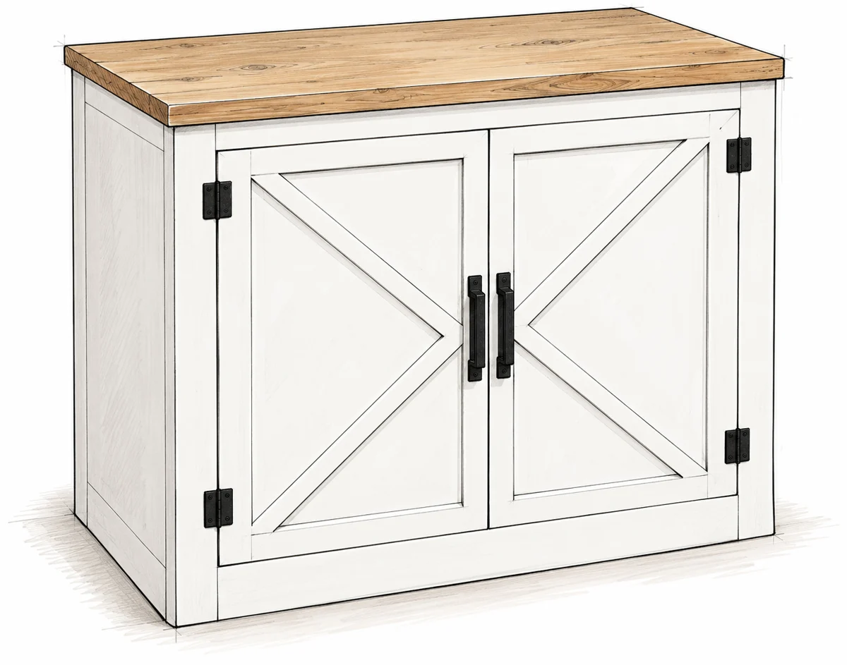 Table Height Pantry Cabinet illustrated woodworking plan